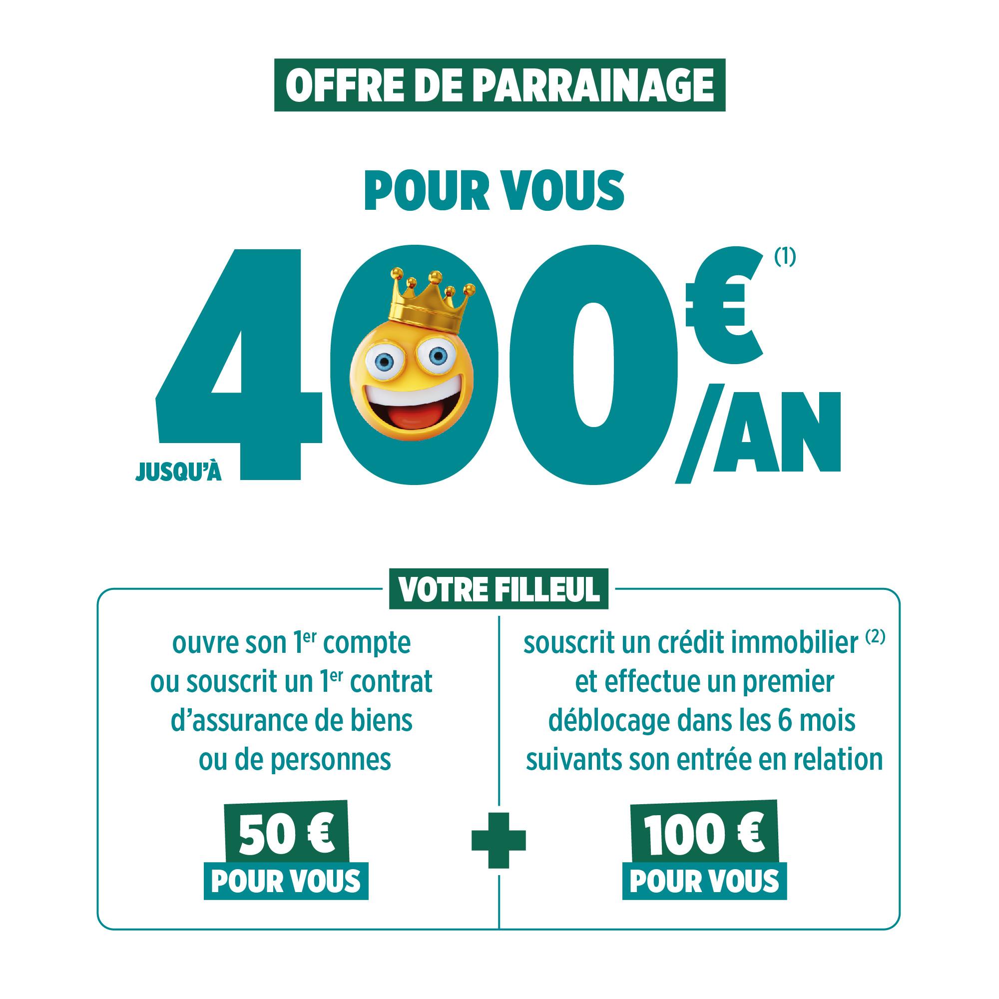Offre de parrainage jusqu'à 400€ par an